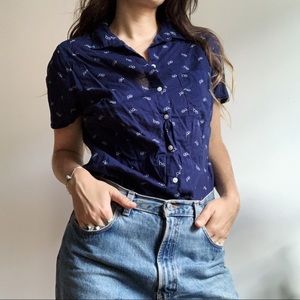 Navy Eyeglass Print Button Down